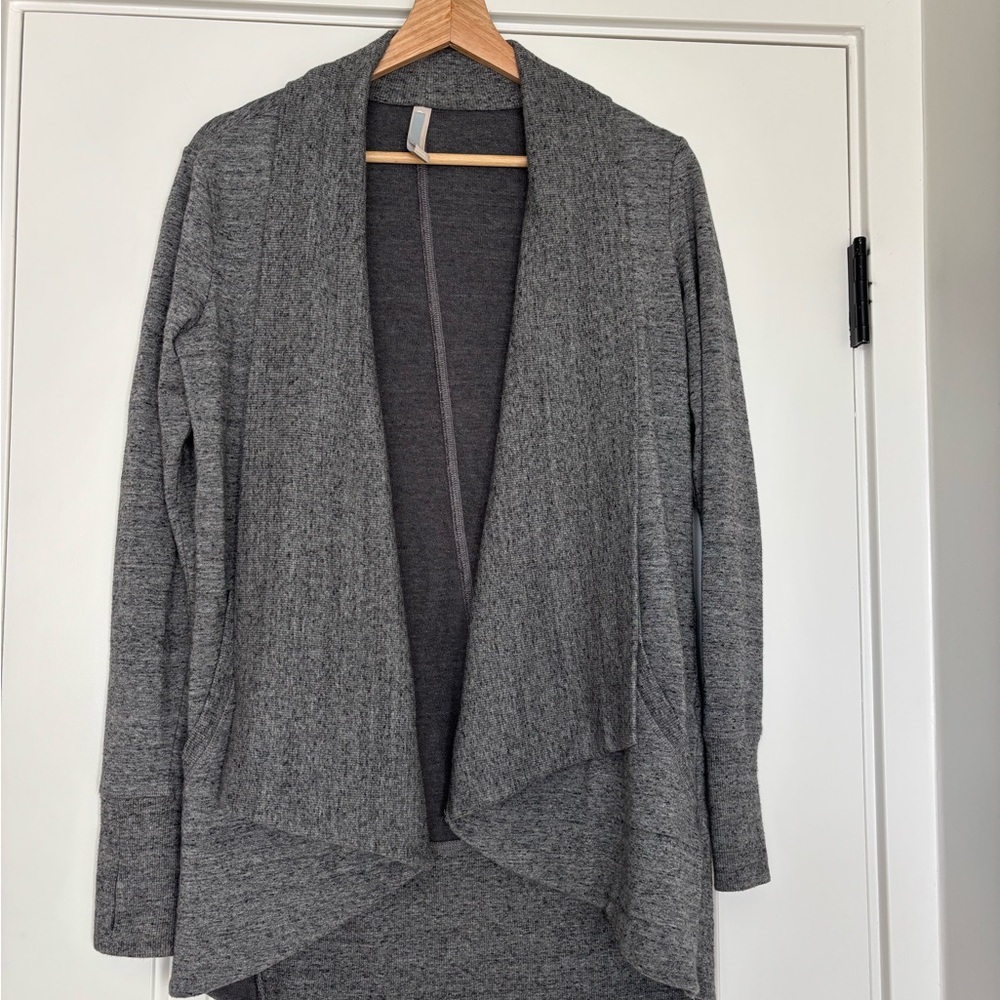Athleta Pranayama Wrap Marled Gray Open Front Cardigan Yoga Lounge XXS - Picture 2 of 8